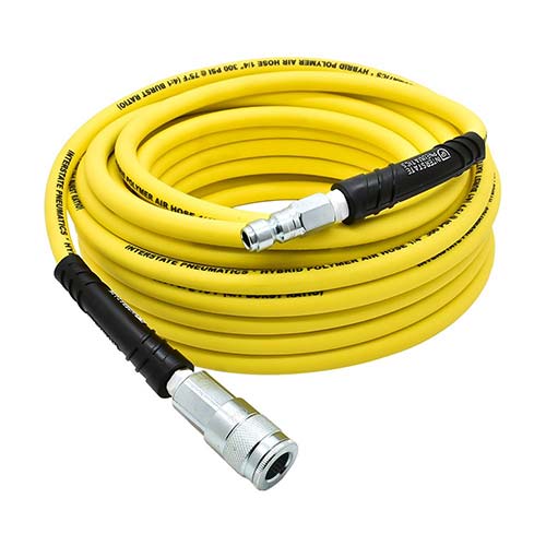Interstate Pneumatics HH14-100A64 1/4 Inch 100 ft Yellow Hybrid Polymer Hose With 3/8" Automotive Coupler & Plug
