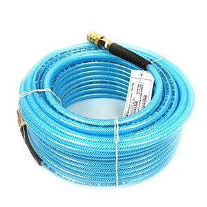 Interstate Pneumatics HU14-025H44BS 1/4 Inch x 25 ft Rhino PolyFlex Blue Polyurethane Hose With 1/4 Inch Industrial (I/M Style) Brass Coupler and Steel Plug
