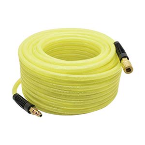Interstate Pneumatics HU54-050H44BS 1/4 Inch x 50 ft Rhino PolyFlex Yellow Polyurethane Hose With 1/4 Inch Industrial (I/M Style) Brass Coupler and Steel Plug