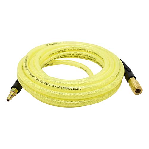 Interstate Pneumatics HU56-025H44BS 3/8" x 25 ft Rhino PolyFlex Yellow Polyurethane Hose WP 200 PSI (1/4" NPT) Solid Fitting with Coupler & Plug