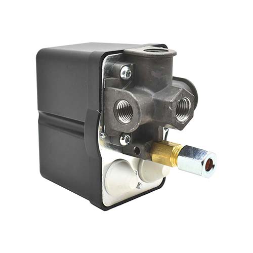 Interstate Pneumatics LF19-4H-HP Pressure Switch - 135-175 PSI Four Port 1/4 NPT Female, 6.4 Mm Vertical Brass Unloader Valve With On – Off Knob
